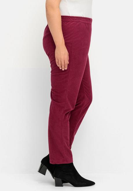 Sheego Gerade Cordhose Mit Gummizugbund - Bordeaux Sheego