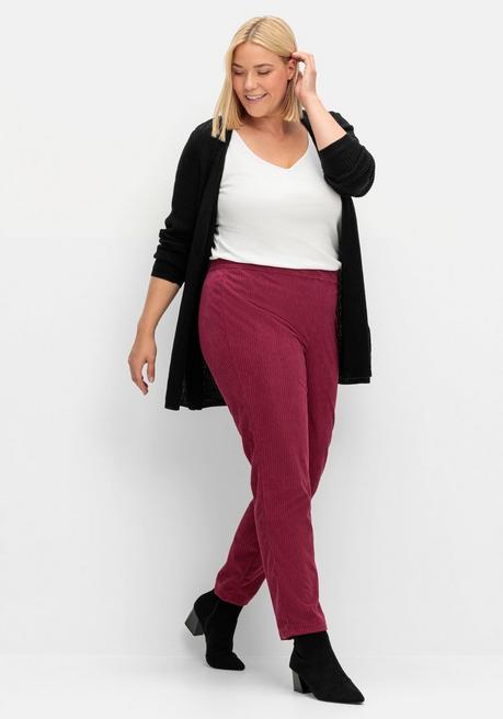 Sheego Gerade Cordhose Mit Gummizugbund - Bordeaux Sheego