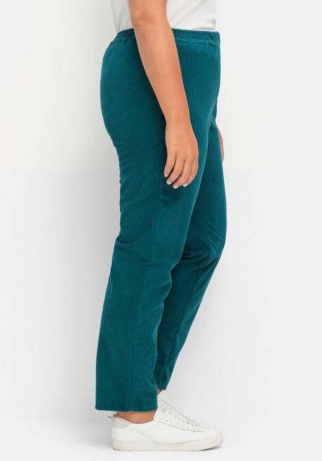 Sheego Gerade Cordhose Mit Gummizugbund - Petrol Sheego