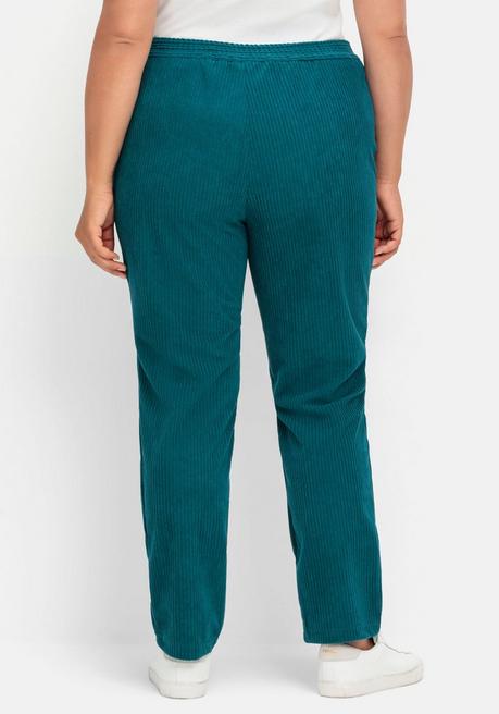 Sheego Gerade Cordhose Mit Gummizugbund - Petrol Sheego