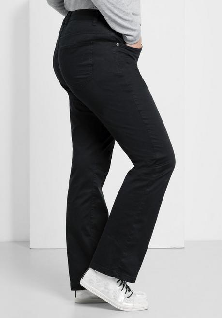Sheego Gerade Hose Aus Baumwoll-Twill - Schwarz Sheego