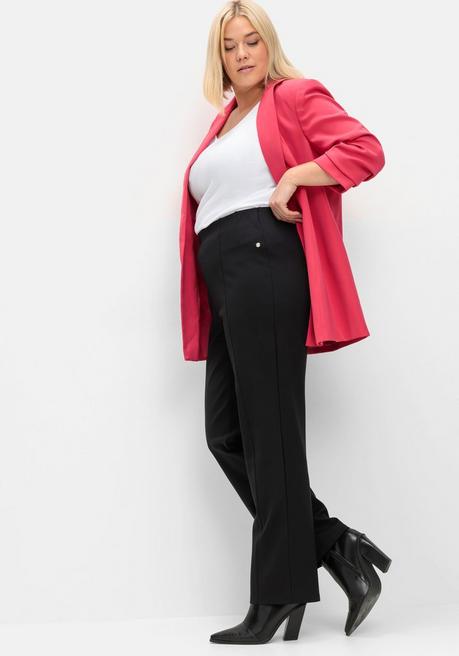 Sheego Gerade Hose Aus Interlock, Mit Elastischem Bund - Schwarz Sheego