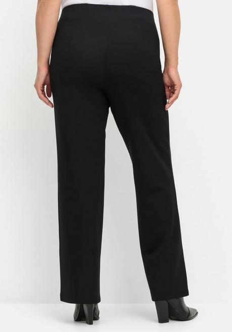 Sheego Gerade Hose Aus Interlock, Mit Elastischem Bund - Schwarz Sheego