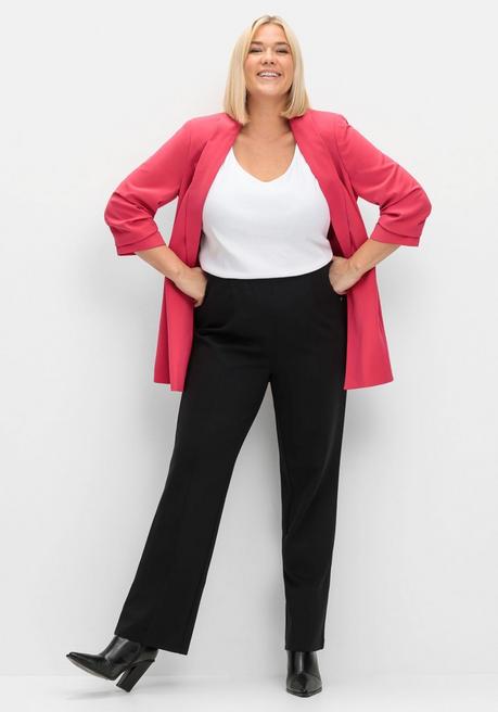 Sheego Gerade Hose Aus Interlock, Mit Elastischem Bund - Schwarz Sheego