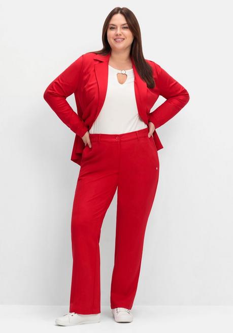 Sheego Gerade Hose Aus Milano-Ripp, Mit Stretchbund - Mohnrot Sheego