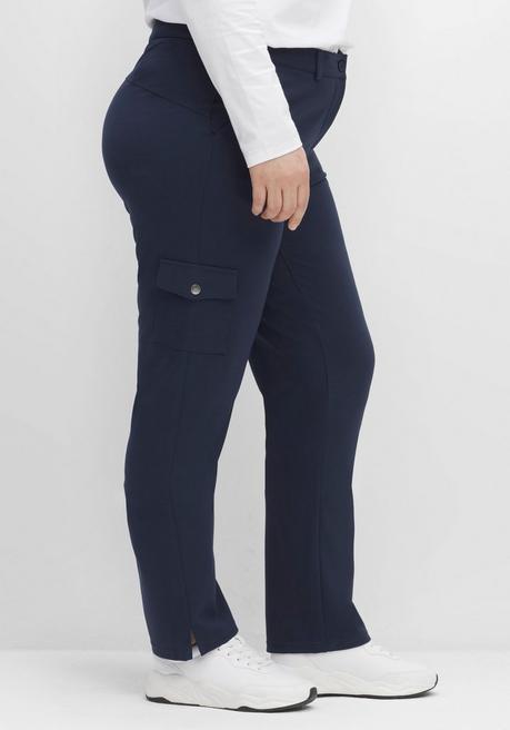 Sheego Gerade Hose Im Cargo-Stil, Mit Pattentaschen - Nachtblau Sheego