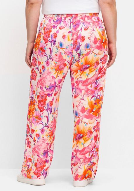 Sheego Loves Miss Goodlife Gerade Hose Mit Blumenprint, Aus Fließender Viskose - Pink Gemustert Sheego
