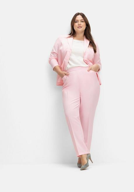 Sheego Gerade Hose Mit Schlupfbund Und Bügelfalten - Rosé Sheego