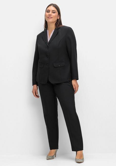 Sheego Gerade Hose Mit Schlupfbund Und Bügelfalten - Schwarz Sheego