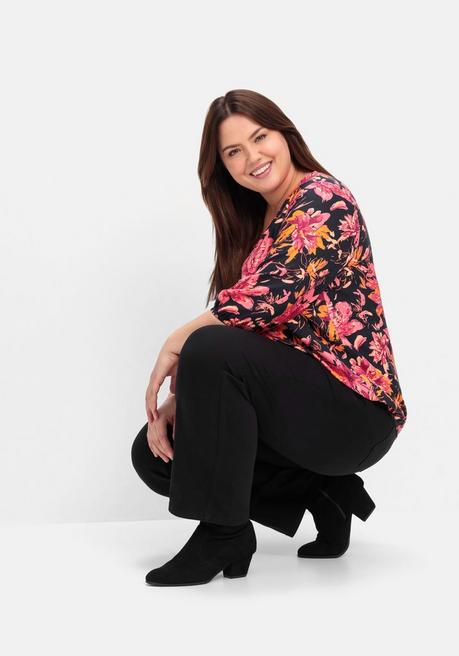 Sheego Gerade Hose Mit Shaping-Einsatz Und Gummibund - Schwarz Sheego