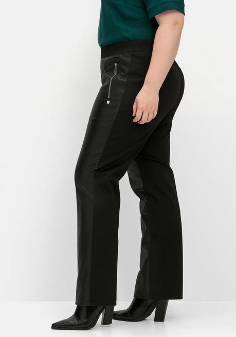 Sheego Gerade Hose Mit Stretchbund, Im Materialmix - Schwarz Sheego