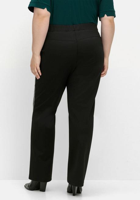 Sheego Gerade Hose Mit Stretchbund, Im Materialmix - Schwarz Sheego