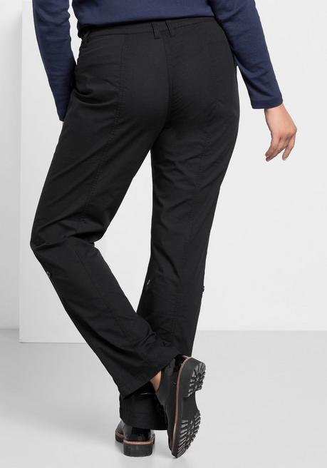 Sheego Gerade Hose Mit Teilungsnähten Und Krempelfunktion - Schwarz Sheego