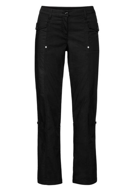 Sheego Gerade Hose Mit Teilungsnähten Und Krempelfunktion - Schwarz Sheego