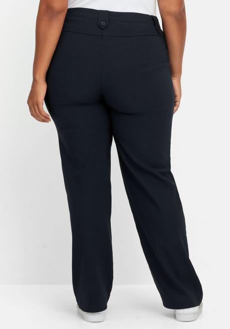 Sheego Gerade Hose Mit Zierriegeln Und Gürtelschlaufen - Marine Sheego