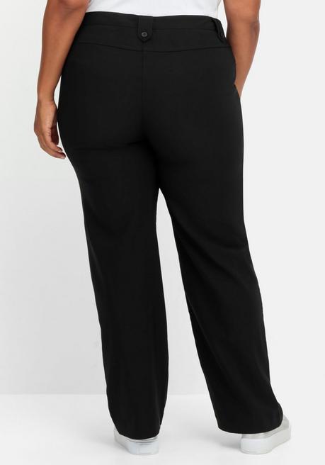 Sheego Gerade Hose Mit Zierriegeln Und Gürtelschlaufen - Schwarz Sheego