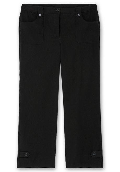 Sheego Gerade Hose Mit Zierriegeln Und Gürtelschlaufen - Schwarz Sheego