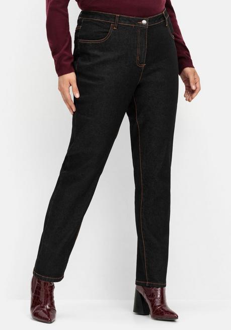 Sheego Gerade, Innen Weich Angeraute Thermojeans - Black Denim Sheego