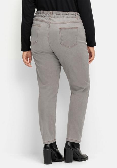 Sheego Gerade Jeans Im Extrahohen Paperbag-Schnitt - Grey Denim Sheego
