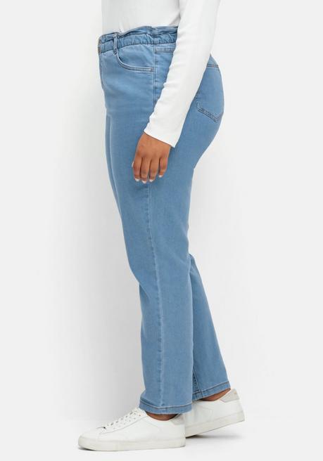 Sheego Gerade Jeans Im Extrahohen Paperbag-Schnitt - Light Blue Denim Sheego