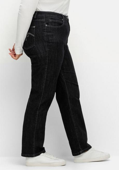 Sheego X Collection L. Gerade Jeans In 5-Pocket-Form - Black Denim Sheego