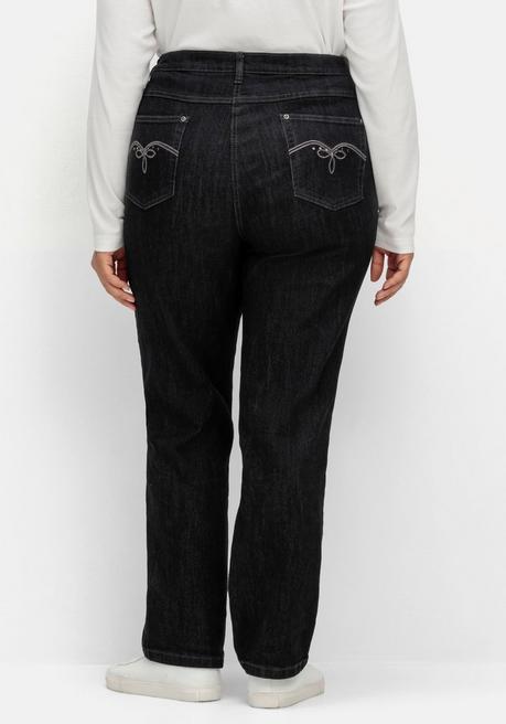 Sheego X Collection L. Gerade Jeans In 5-Pocket-Form - Black Denim Sheego
