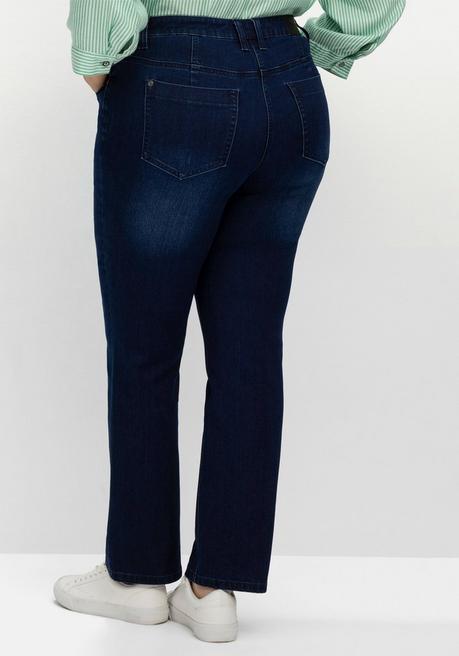 Sheego Gerade Jeans Mit Biesen - Dark Blue Denim Sheego