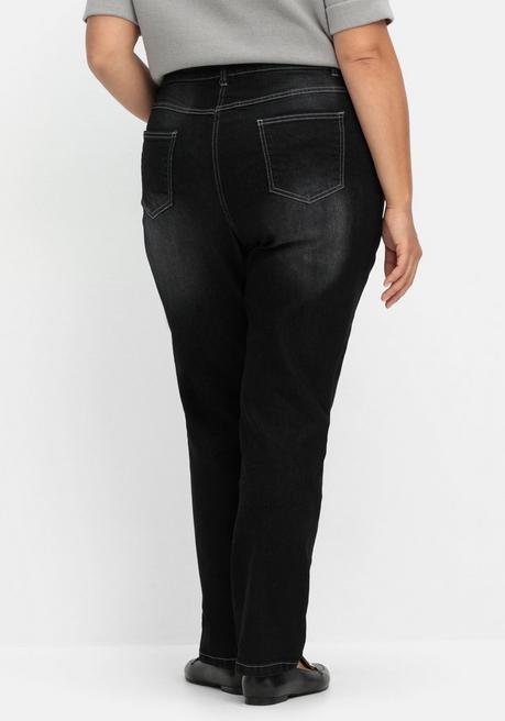 Sheego Gerade Jeans Mit Elastischem High-Waist-Bund - Black Denim Sheego
