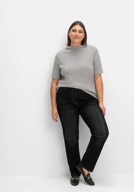 Sheego Gerade Jeans Mit Elastischem High-Waist-Bund - Black Denim Sheego