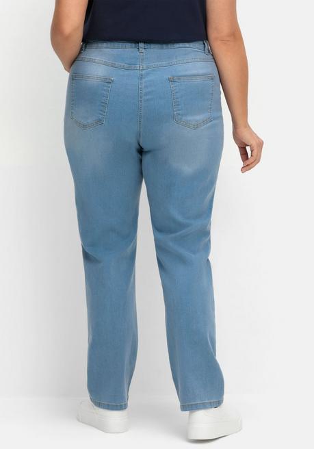 Sheego Gerade Jeans Mit Elastischem High-Waist-Bund - Blue Denim Sheego