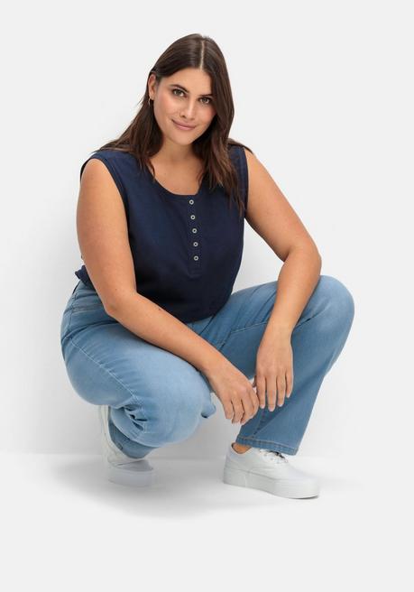 Sheego Gerade Jeans Mit Elastischem High-Waist-Bund - Blue Denim Sheego