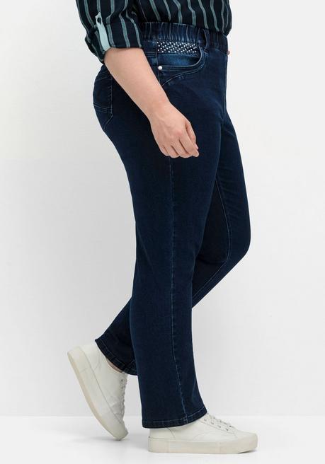 Sheego Gerade Jeans Mit Gummibund Und Shaping-Einsatz - Dark Blue Denim Sheego