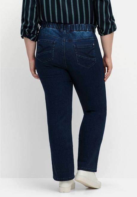Sheego Gerade Jeans Mit Gummibund Und Shaping-Einsatz - Dark Blue Denim Sheego