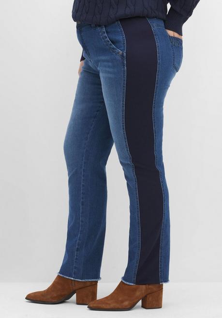Sheego Gerade Jeans Mit Jersey-Einsätzen Seitlich Am Bein - Blue Denim Sheego