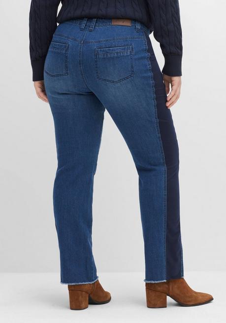 Sheego Gerade Jeans Mit Jersey-Einsätzen Seitlich Am Bein - Blue Denim Sheego