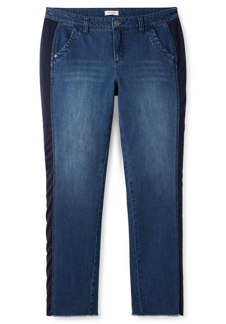Sheego Gerade Jeans Mit Jersey-Einsätzen Seitlich Am Bein - Blue Denim Sheego