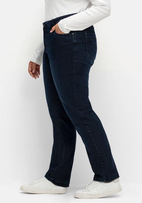 Sheego X Collection L. Gerade Jeans Mit Kariertem Thermo-Innenfutter - Dark Blue Denim Sheego