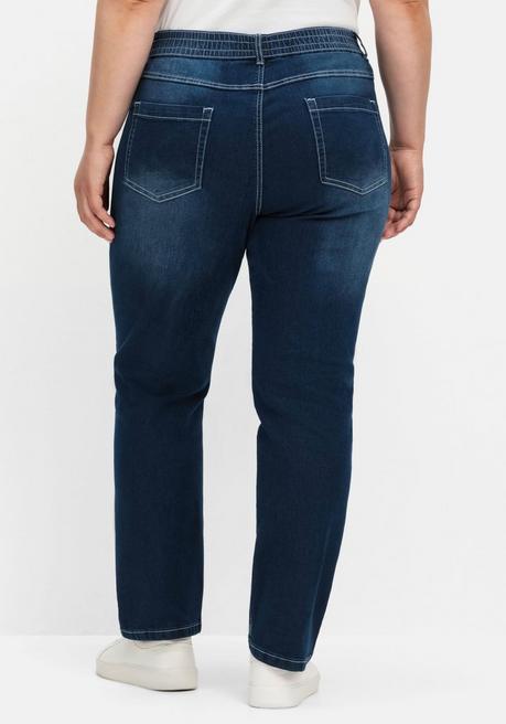 Sheego Gerade Jeans Mit Rundum-Dehnbund - Dark Blue Denim Sheego