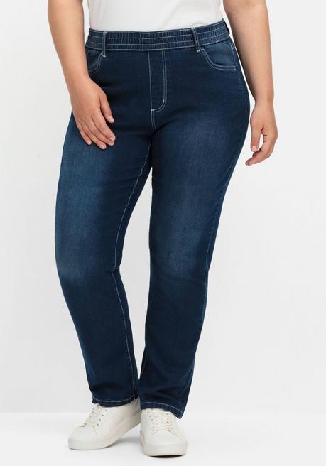 Sheego Gerade Jeans Mit Rundum-Dehnbund - Dark Blue Denim Sheego