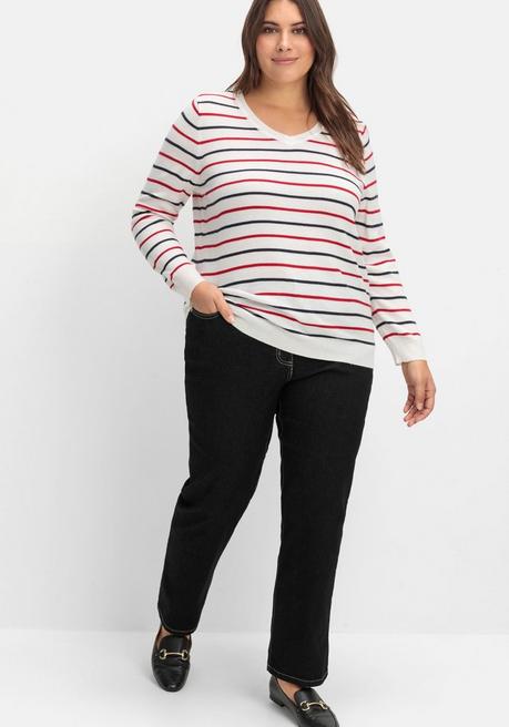 Sheego Gerade Jeans Mit Seitlichem Stretchbund - Black Denim Sheego