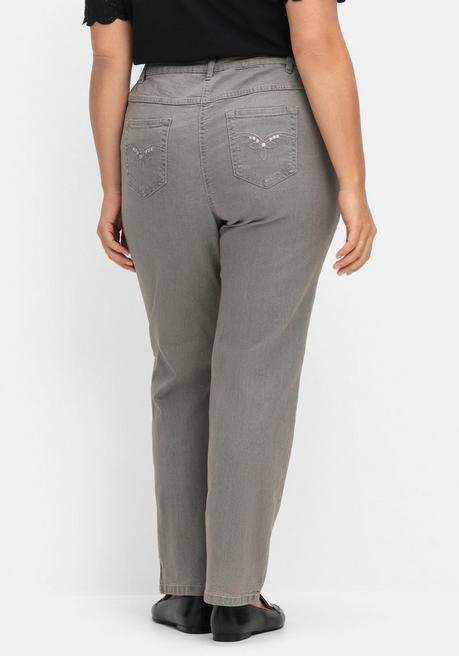 Sheego Gerade Jeans Mit Seitlichem Stretchbund - Grey Denim Sheego