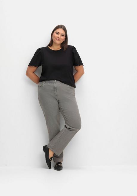 Sheego Gerade Jeans Mit Seitlichem Stretchbund - Grey Denim Sheego