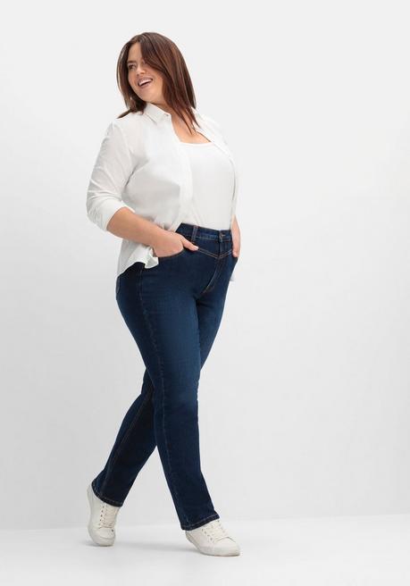 Sheego Gerade Jeans Mit Shaping-Einsatz - Dark Blue Denim Sheego