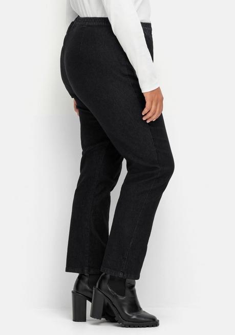 Sheego Gerade Jeans Mit Smokbund Und Used-Effekten - Black Denim Sheego