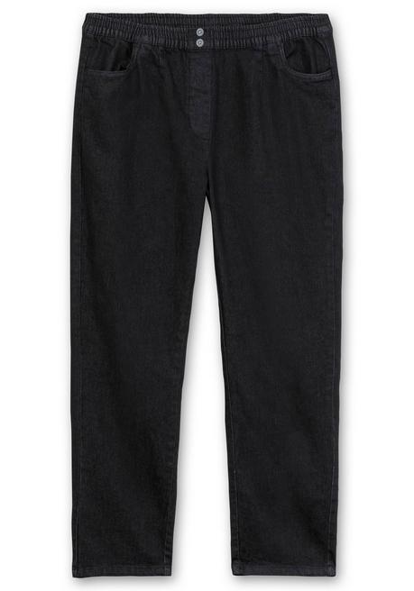 Sheego Gerade Jeans Mit Smokbund Und Used-Effekten - Black Denim Sheego