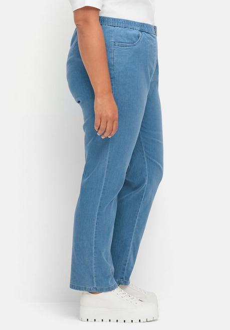 Sheego Gerade Jeans Mit Smokbund Und Used-Effekten - Blue Denim Sheego