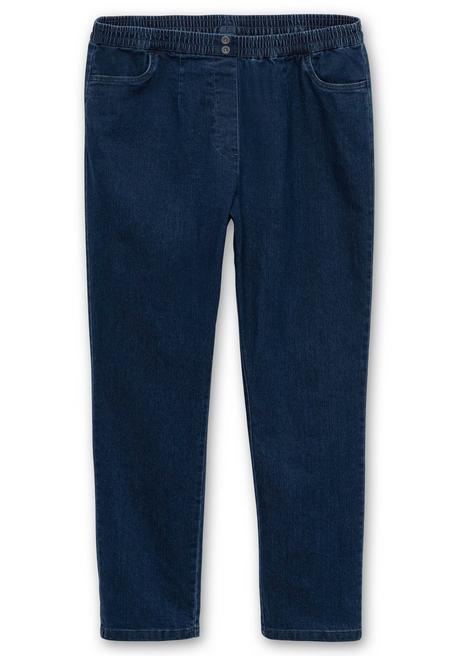 Sheego Gerade Jeans Mit Smokbund Und Used-Effekten - Dark Blue Denim Sheego