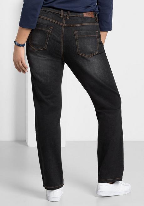 Sheego Gerade Jeans Mit Used-Effekten - Black Denim Sheego