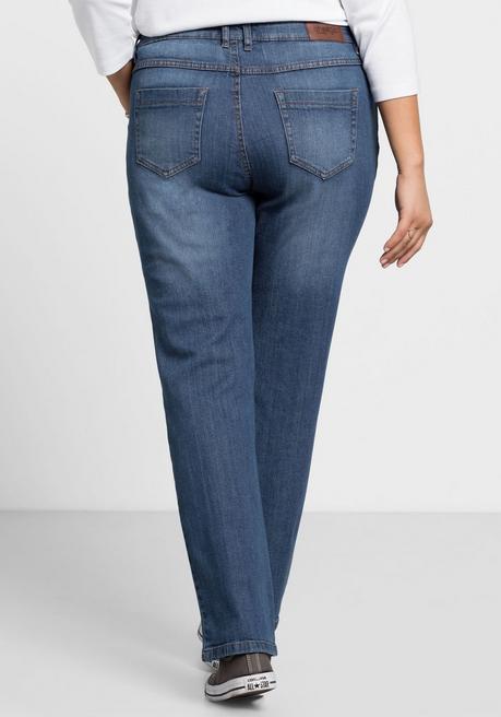 Sheego Gerade Jeans Mit Used-Effekten - Blue Denim Sheego