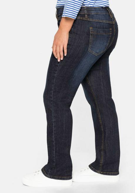 Sheego Gerade Jeans Mit Used-Effekten - Dark Blue Denim Sheego